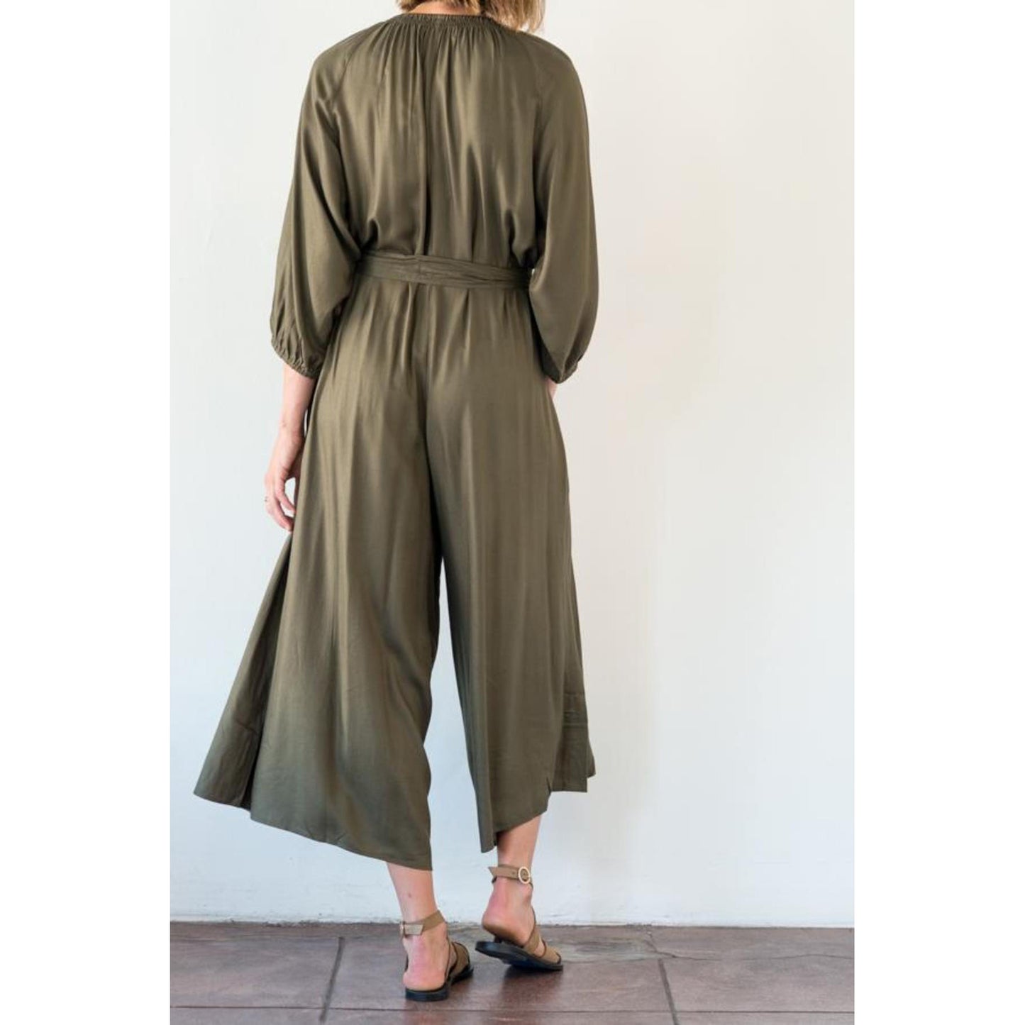 Apiece Apart "Isla" Romper in Khaki, size Medium