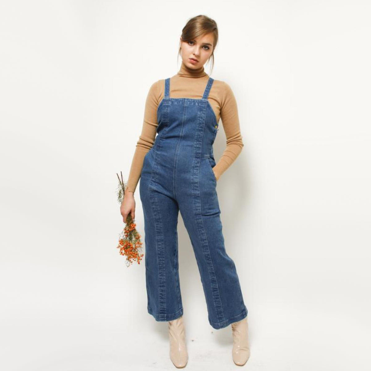 Apiece Apart "Carmen" Denim Overalls in Blue, size 4