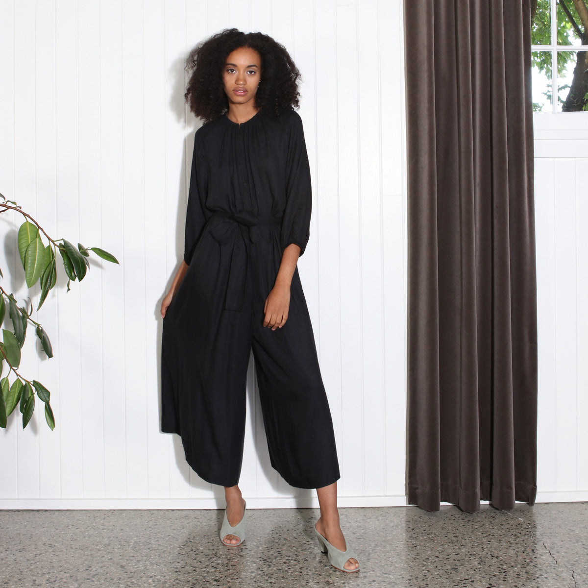 Apiece Apart "Isla" Romper in Black, size 4 (fits size 6/8)