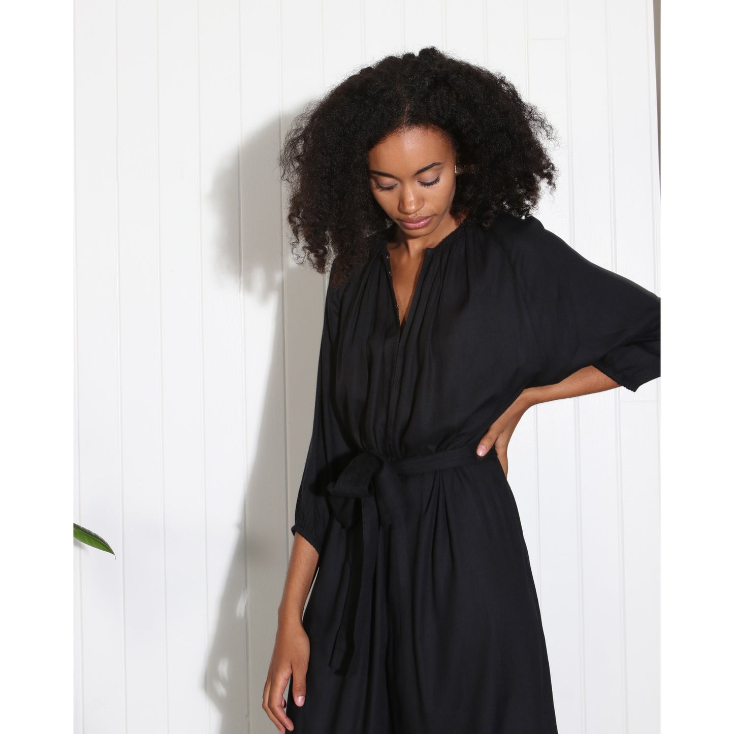 Apiece Apart "Isla" Romper in Black, size 4 (fits size 6/8)