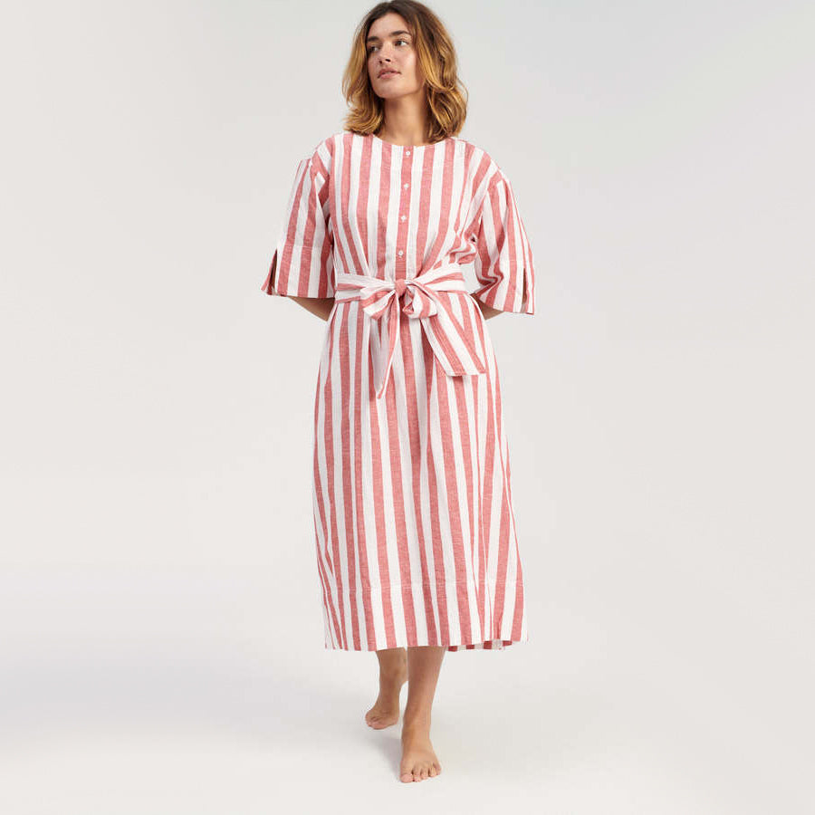 Apiece Apart "Jardin" Kaftan in Red/White Stripe, size XS/S