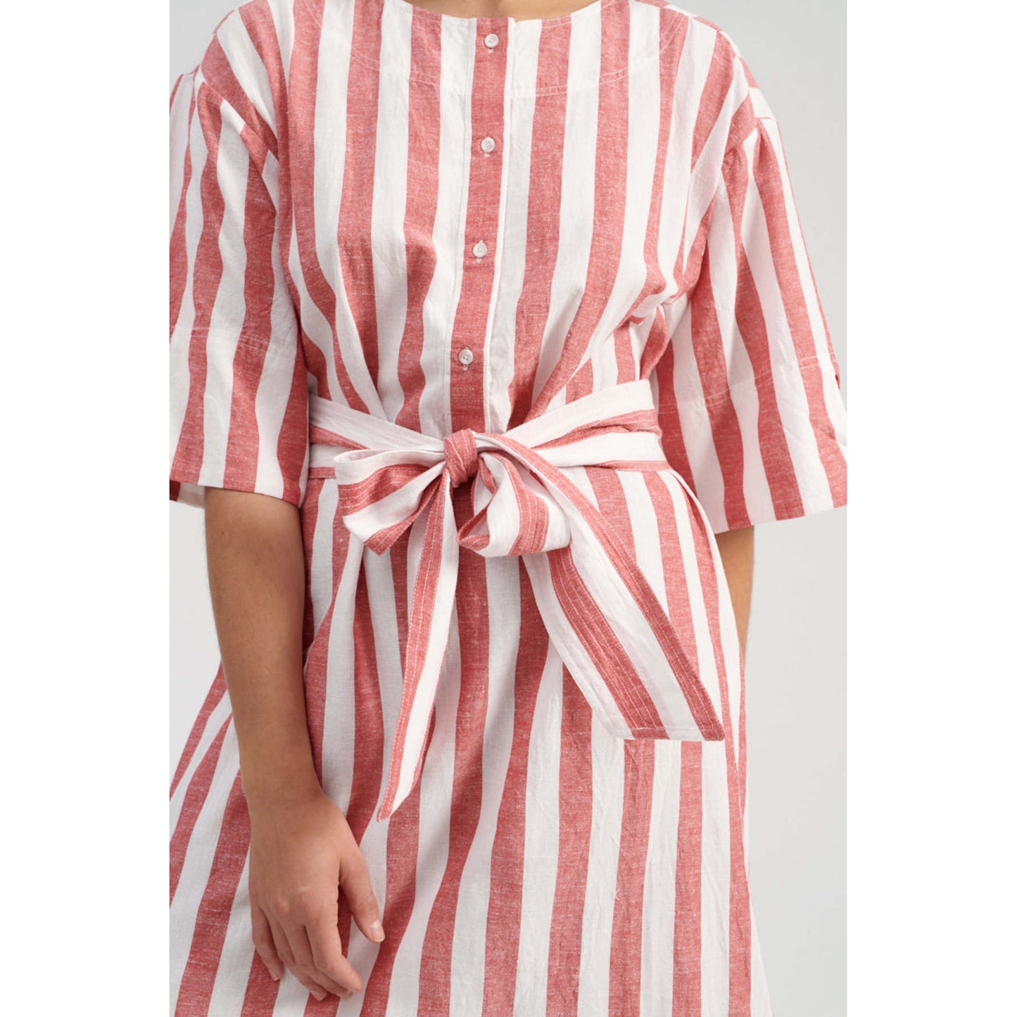 Apiece Apart "Jardin" Kaftan in Red/White Stripe, size XS/S