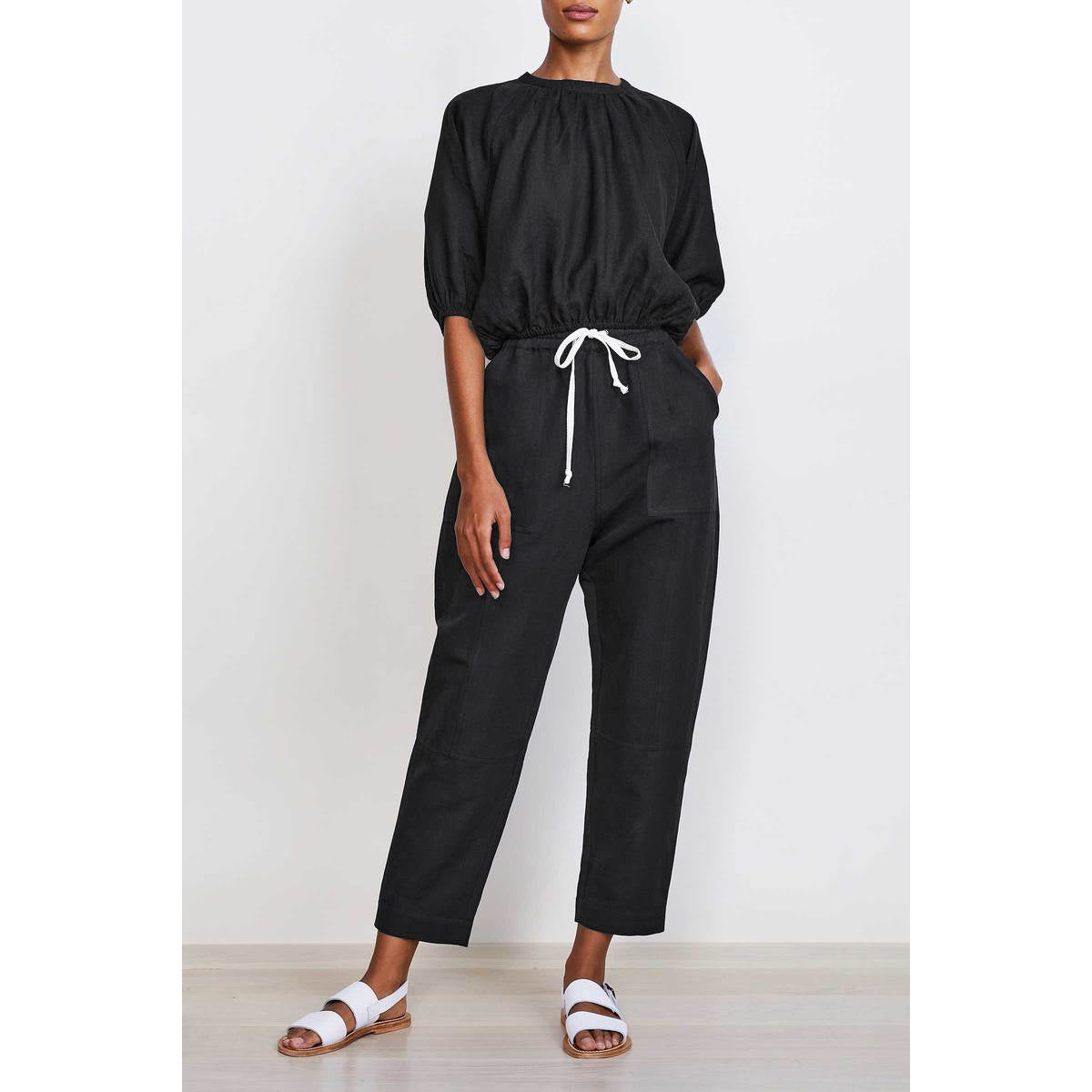 Apiece Apart Cotton/Linen "Surf" Pants in Black, size Large