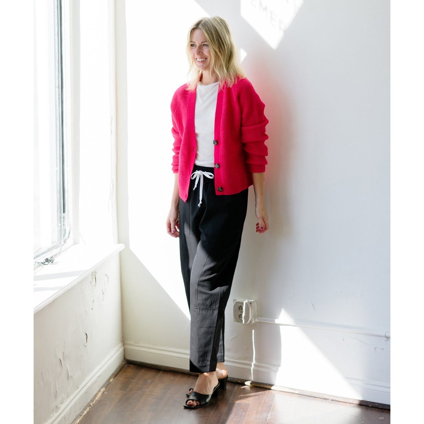 Apiece Apart Cotton/Linen "Surf" Pants in Black, size Large