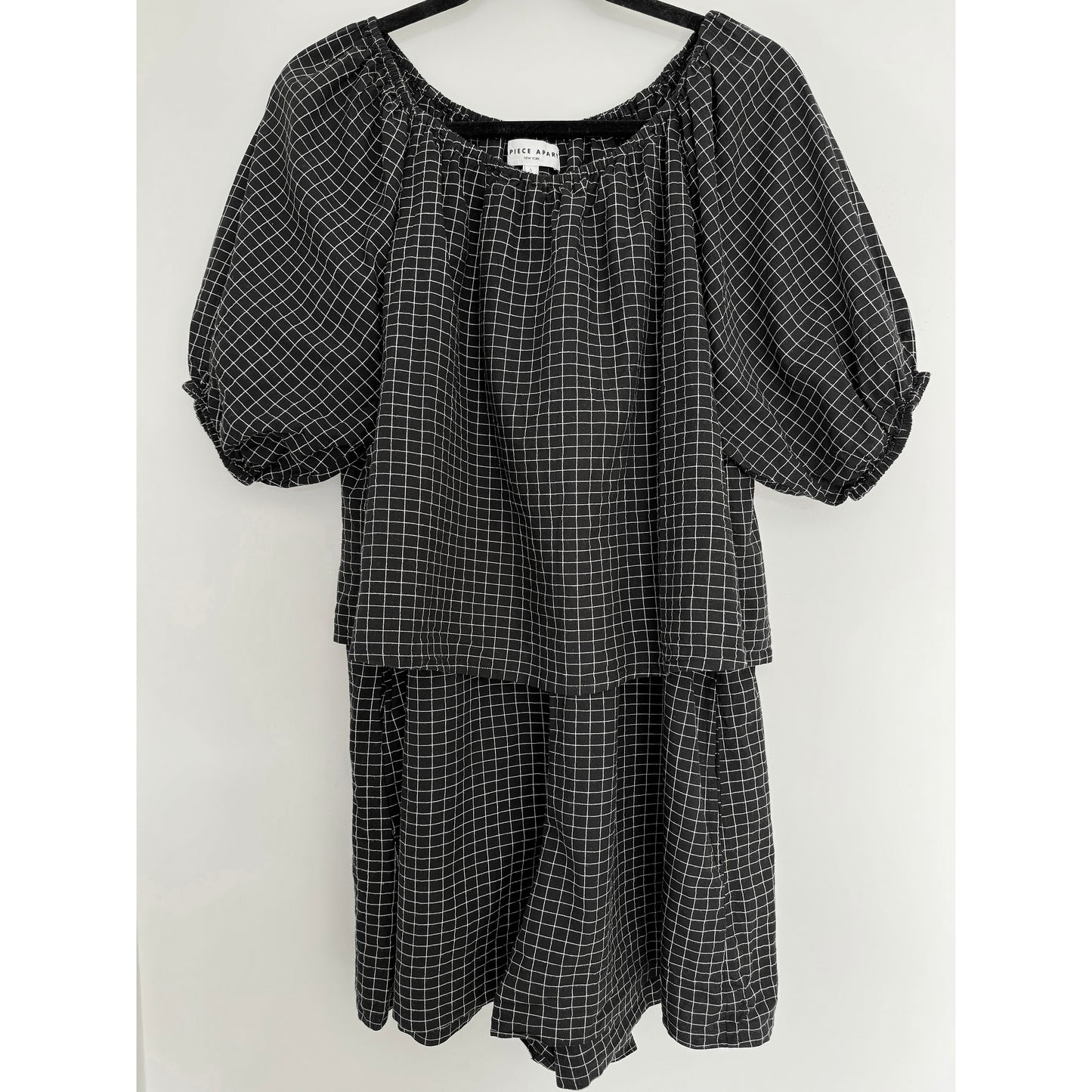 Apiece Apart "La Loma" Romper in Black Check, Size Small