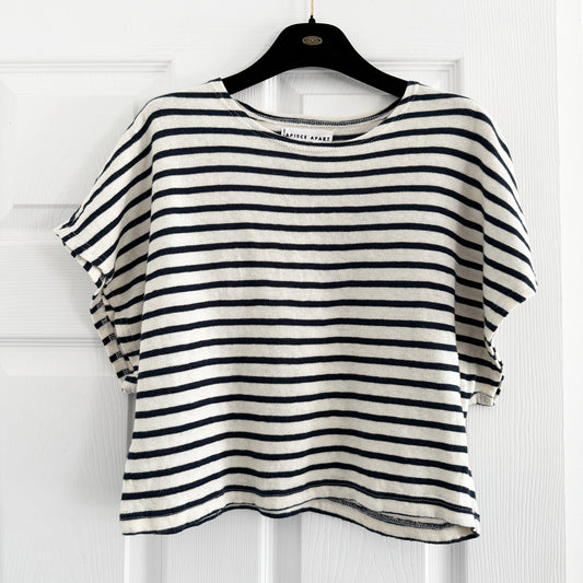 Apiece Apart Stripe Cotton Knit Crop Tee, size Small
