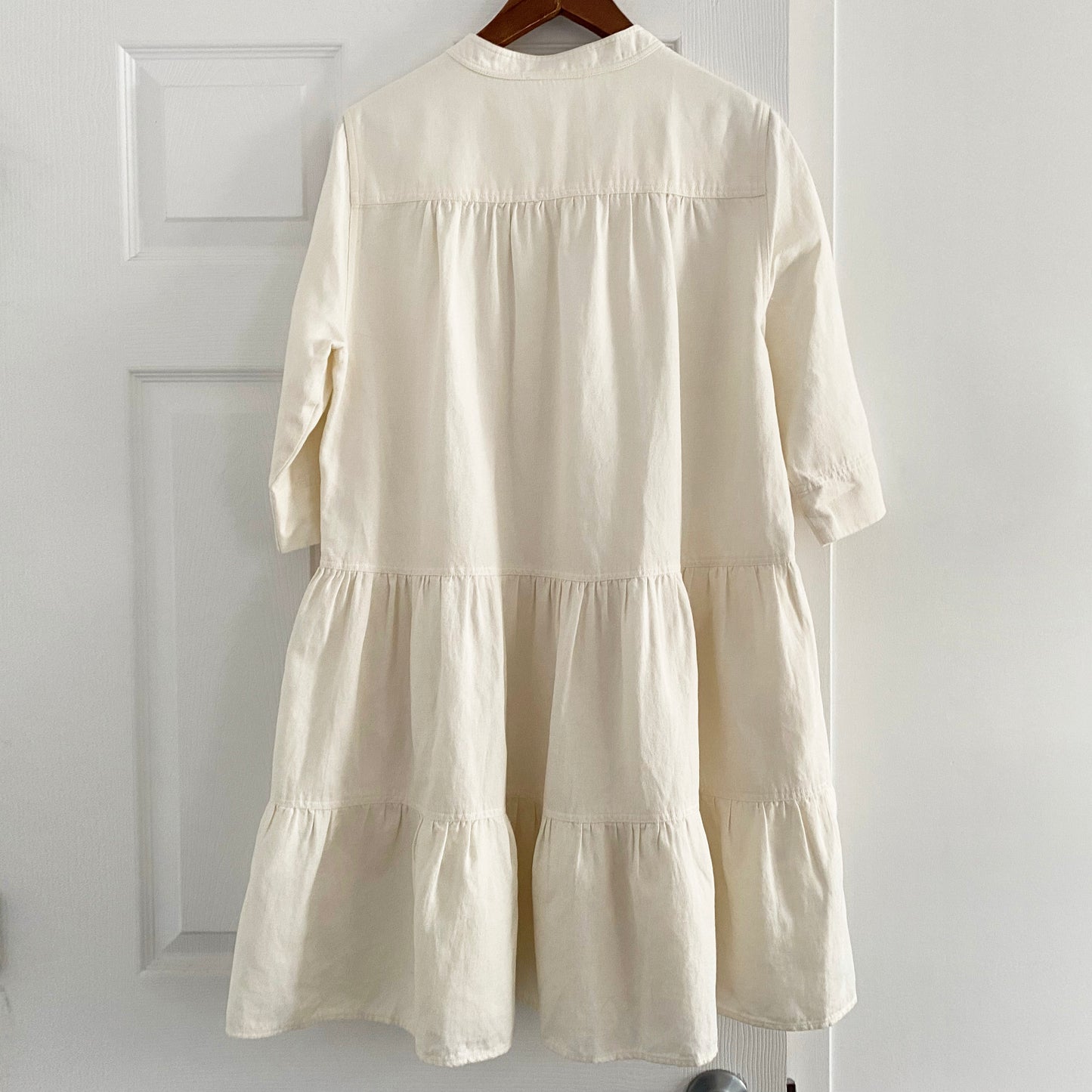 Apiece Apart "Maurino" Tiered Ivory Cotton/Linen Dress, size Medium (fits S/M)