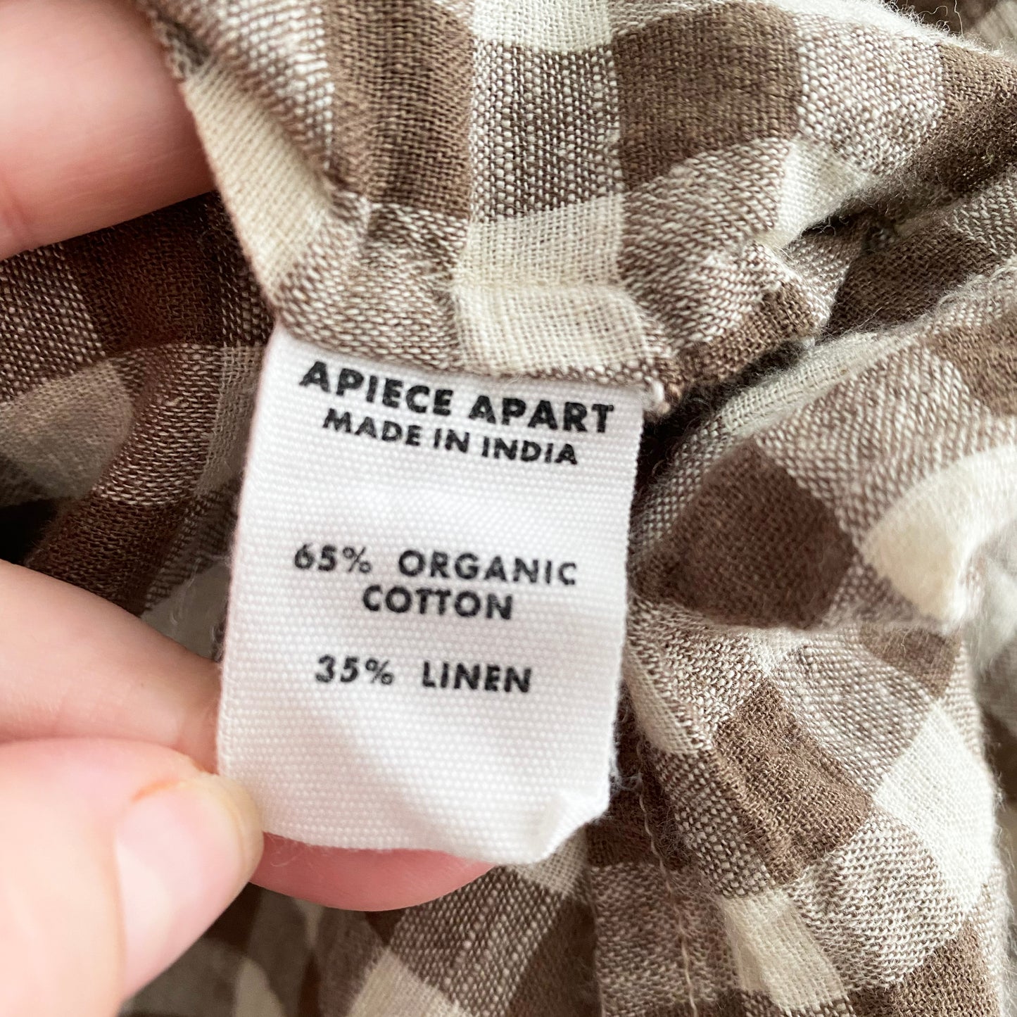 Apiece Apart "Casa" Gingham Top in Chestnut, size Medium