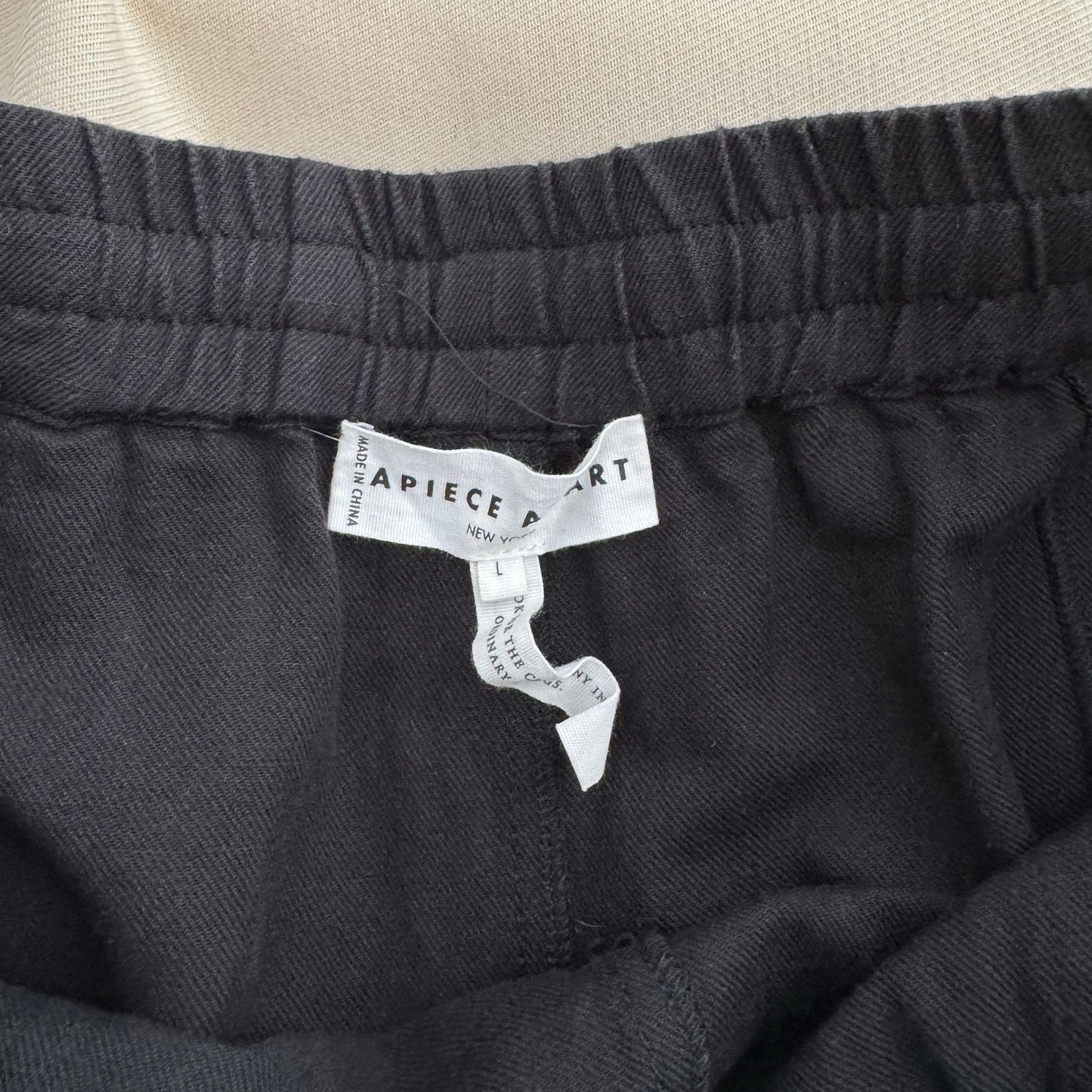 Apiece Apart Cotton/Linen "Surf" Pants in Black, size Large