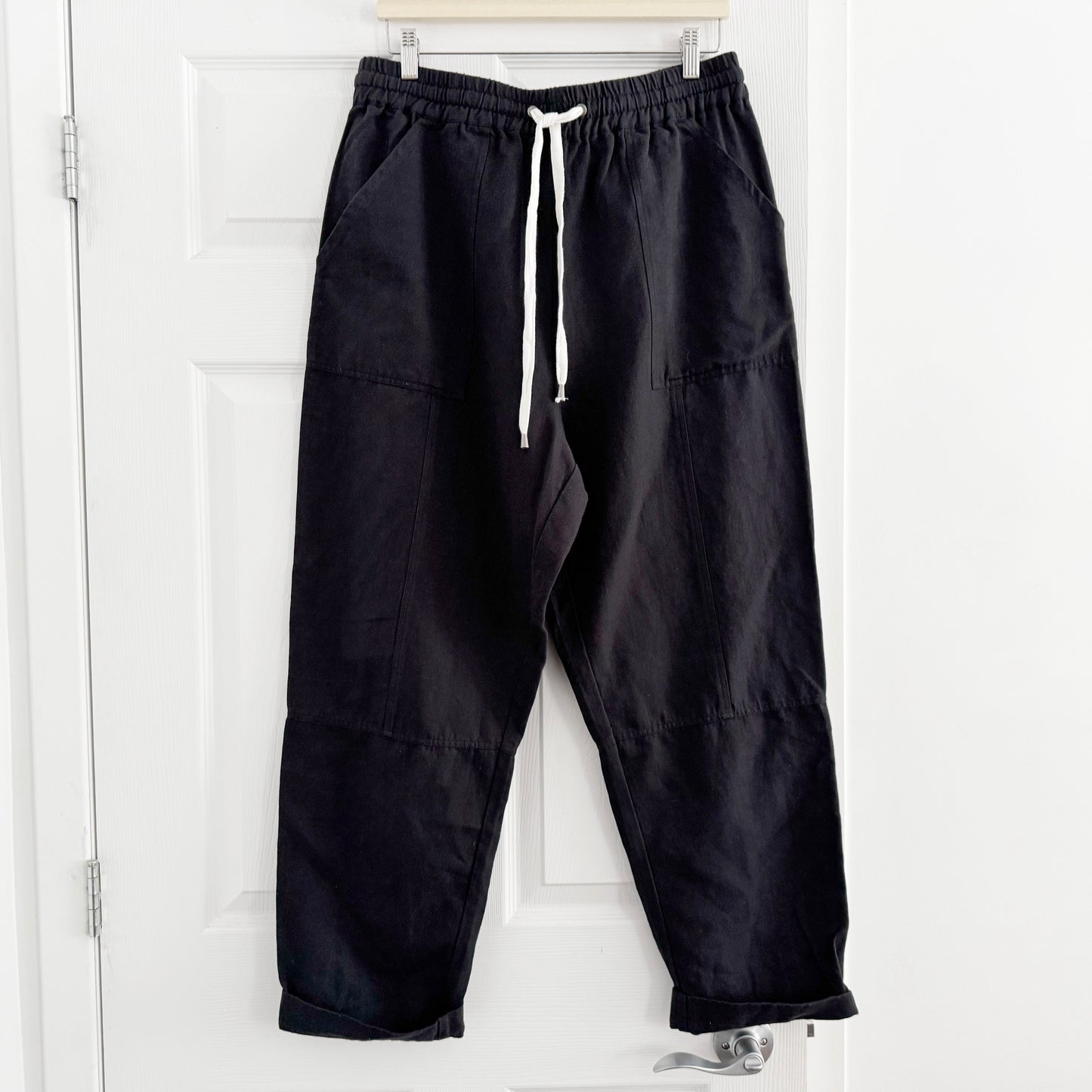 Apiece Apart Cotton/Linen "Surf" Pants in Black, size Large