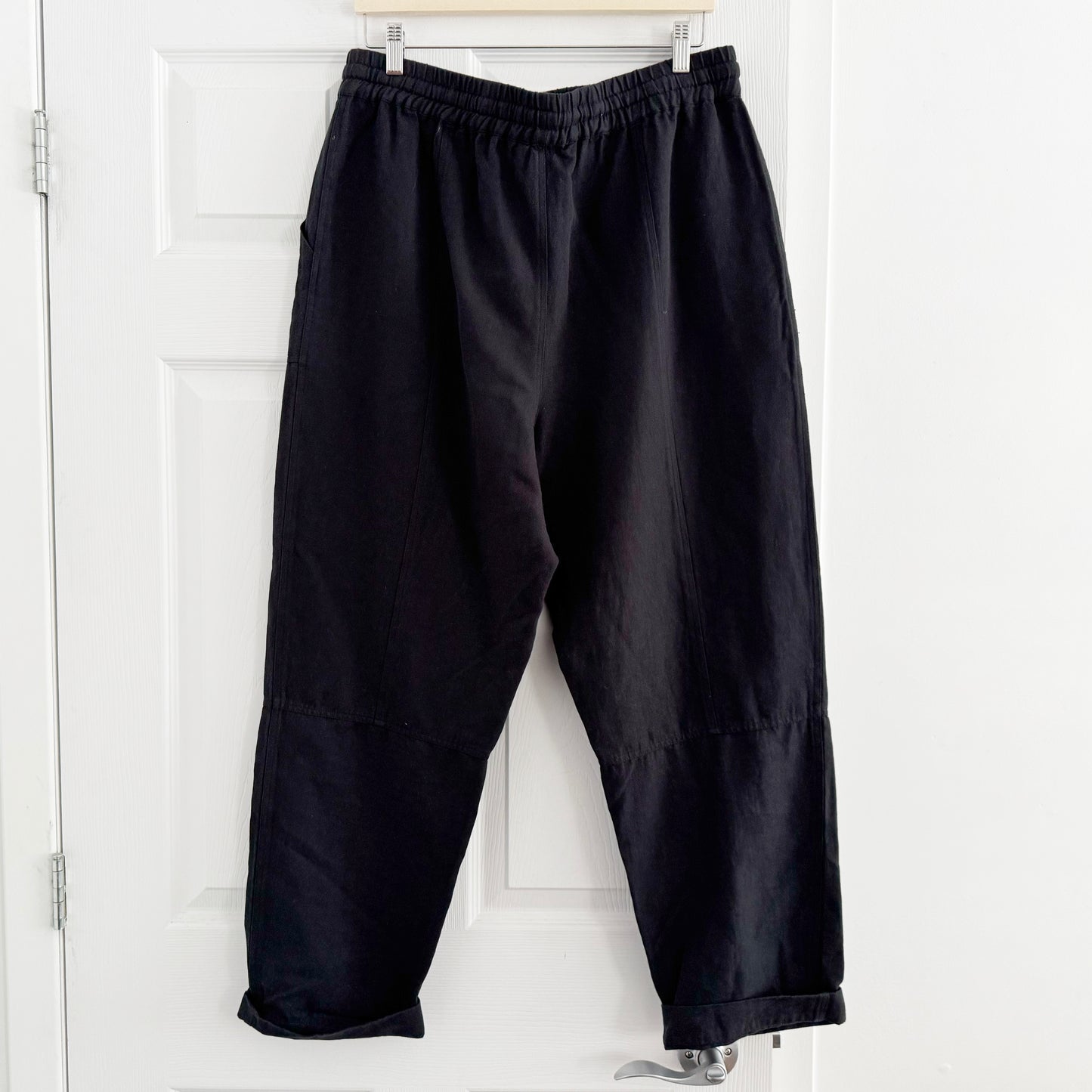 Apiece Apart Cotton/Linen "Surf" Pants in Black, size Large