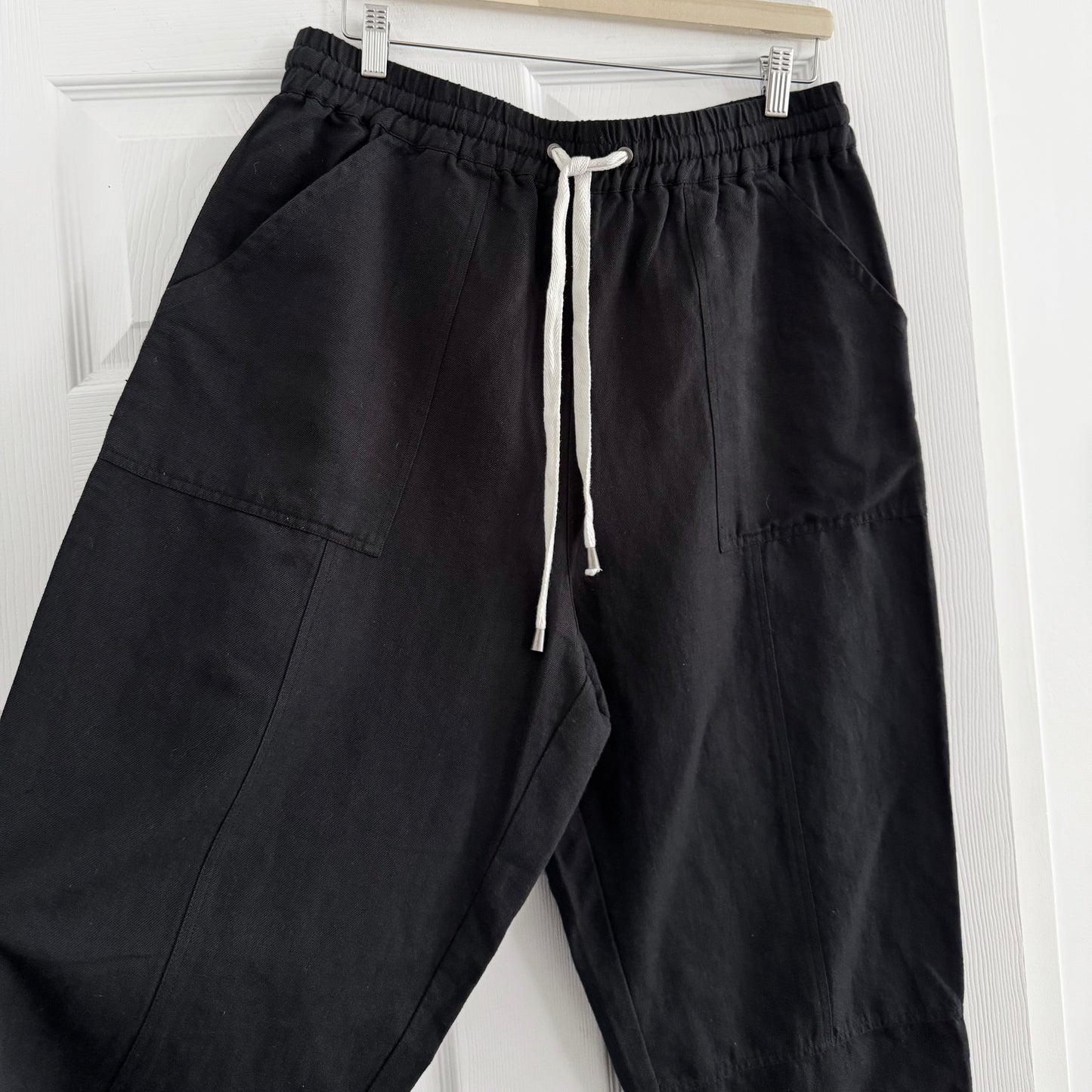 Apiece Apart Cotton/Linen "Surf" Pants in Black, size Large