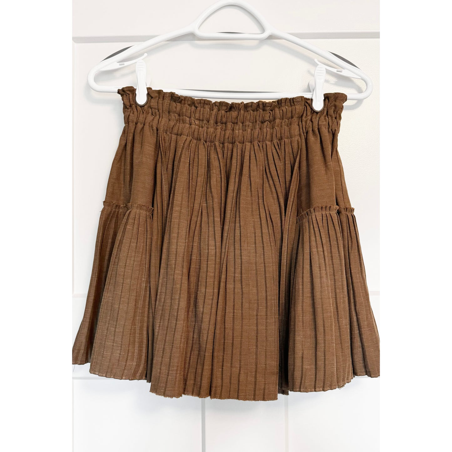 Apiece Apart Pleated Linen Mini Skirt, size 0