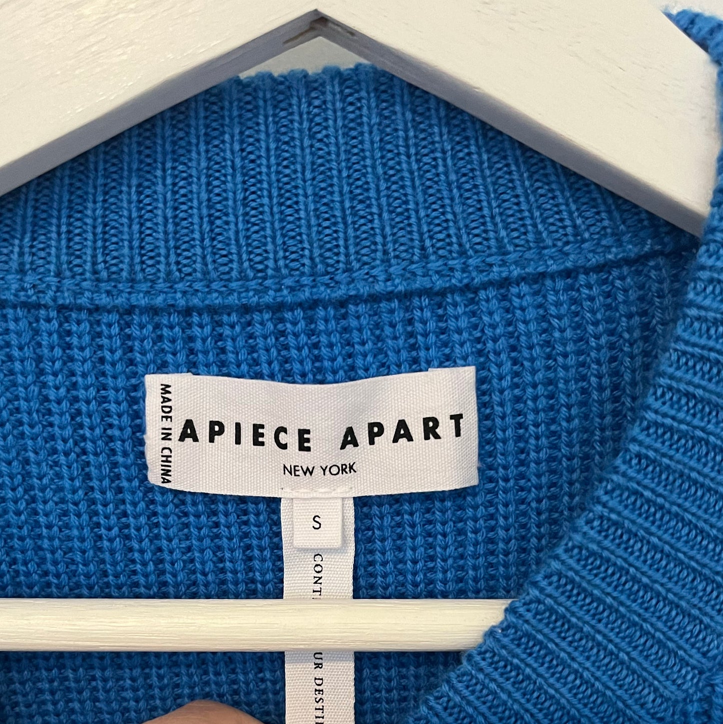 Apiece Apart "Everyday" Ribbed Wool Sweater in Blue, Size Small