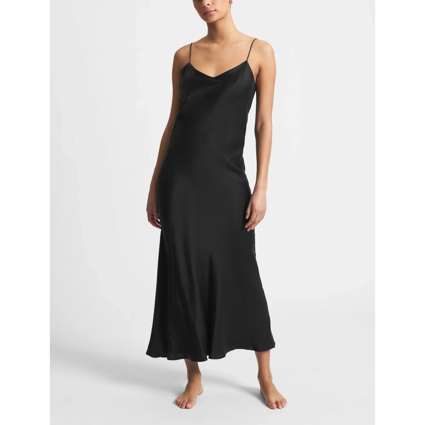 Asceno "Lyon" Silk Slipdress in Black, size Small