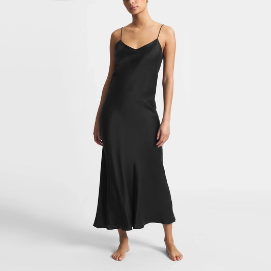Asceno "Lyon" Silk Slipdress in Black, size Small