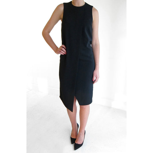 Atea Oceanie Black Crepe Belted Dress, size 40 (Fits size 6 ish)