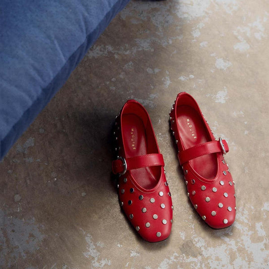 Maguire "Aviero" Studded Maryjanes in Red, size 37