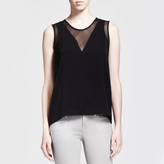 Helmut Lang Mesh Insert Top in Black, size Small