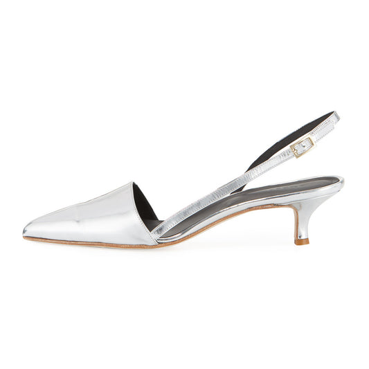 Tibi Silver Hitten Heel Slingbacks, size 38