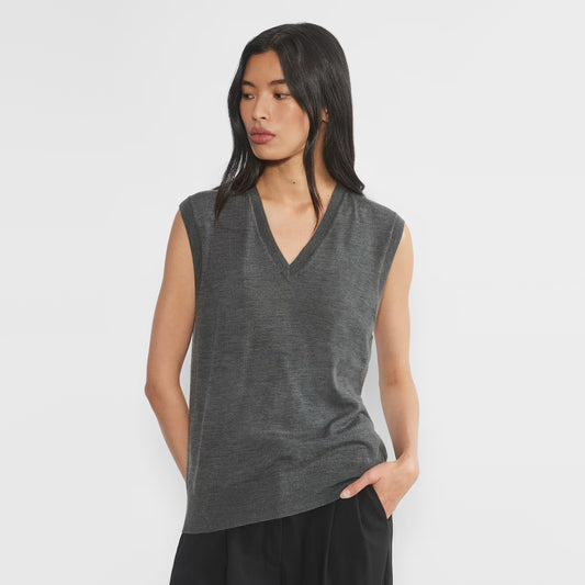 Babaton "Allocate" Merino Wool Sweater Vest in Dark Grey, size Medium