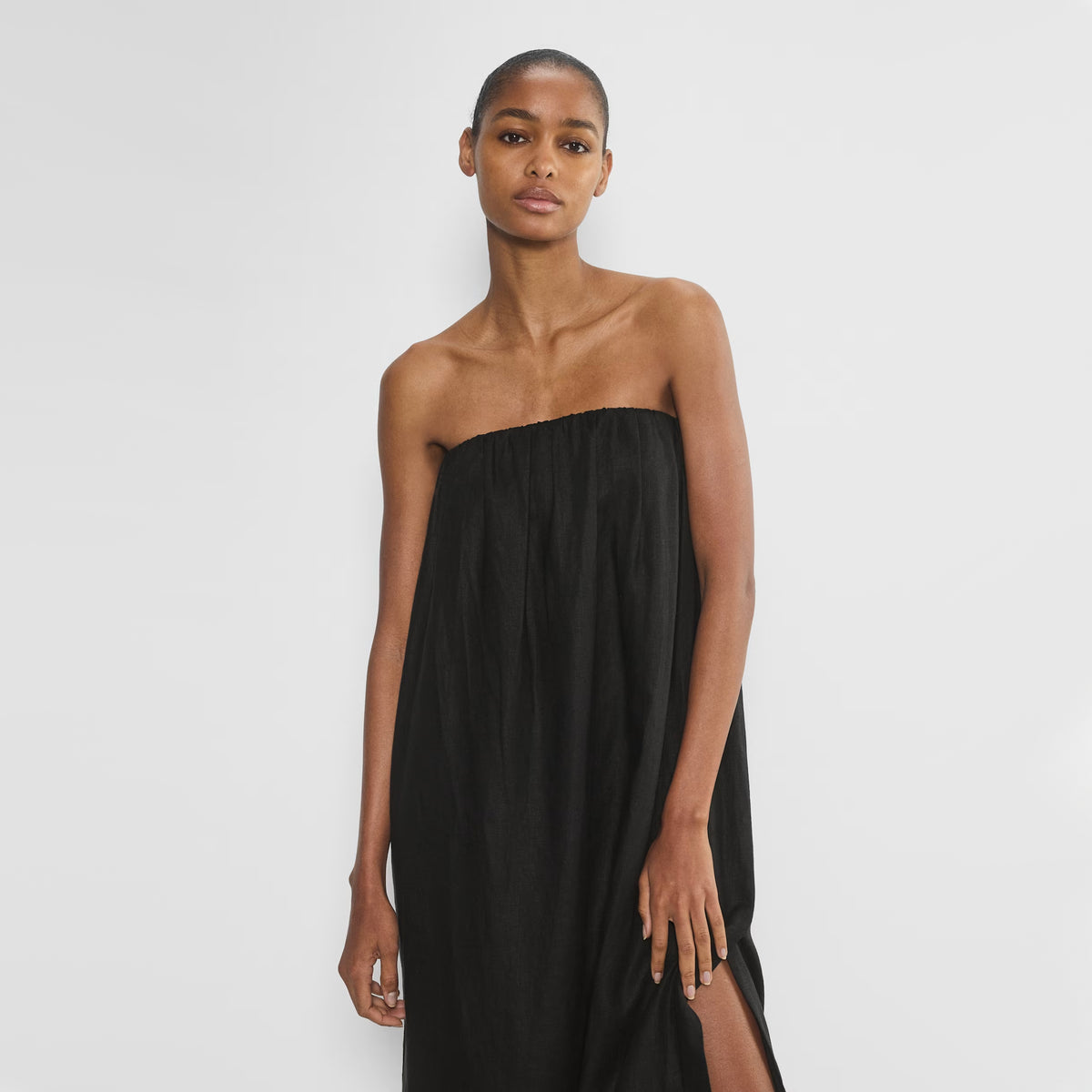 Babaton "Fitzgerald" Linen Dress in Black, size Small