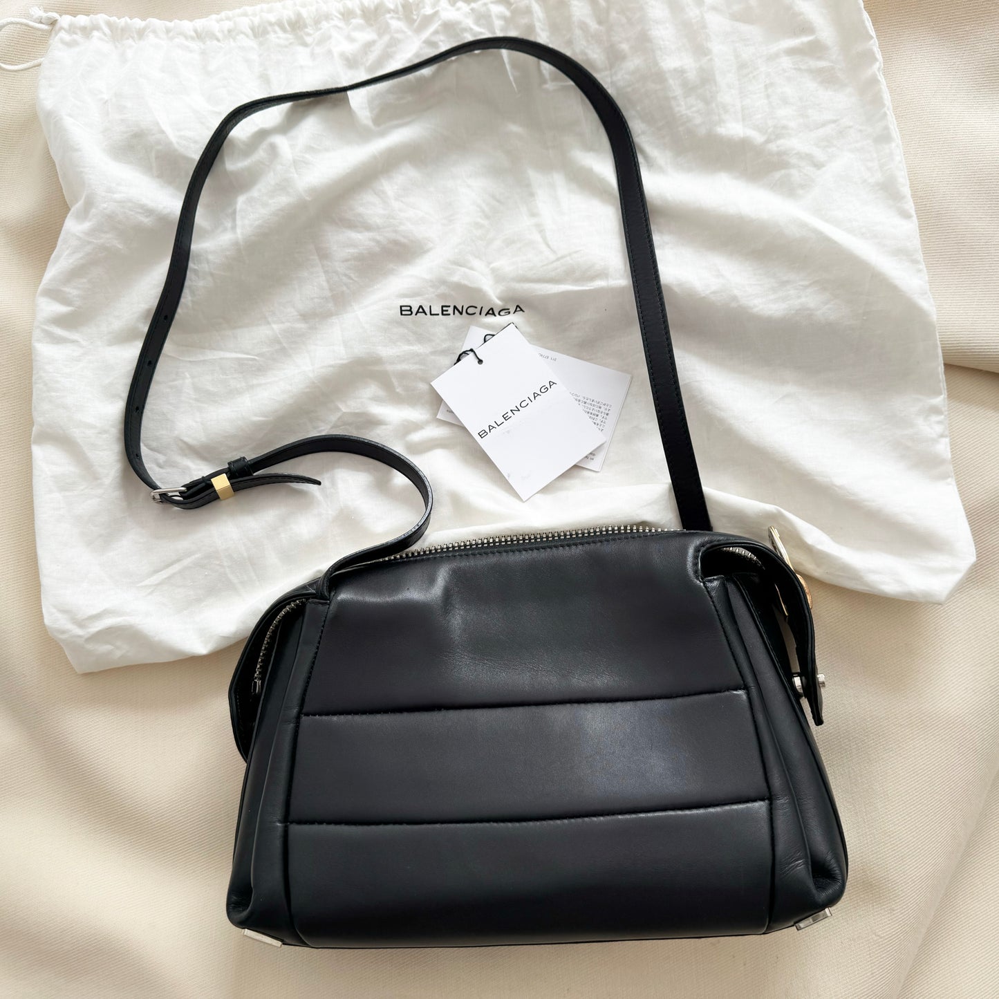 Balenciaga Joint Leather Shoulder Bag in Black