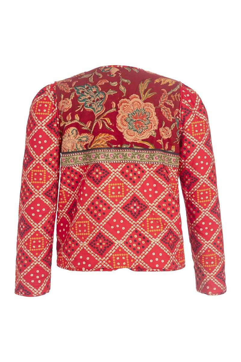 Alix of Bohemia "Bandana Bardot" Printed Reversible Jacket in Red, Size XS