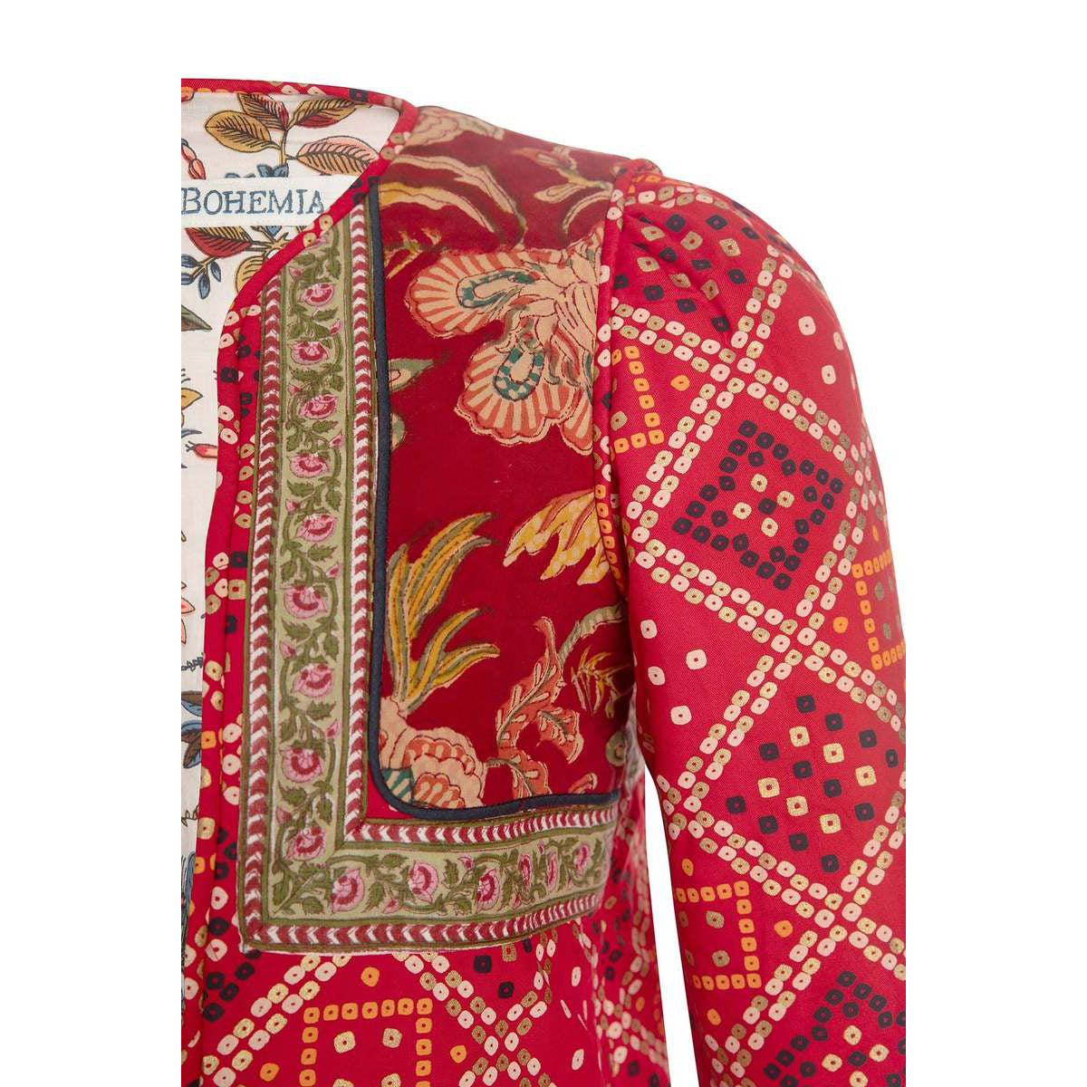 Alix of Bohemia "Bandana Bardot" Printed Reversible Jacket in Red, Size XS