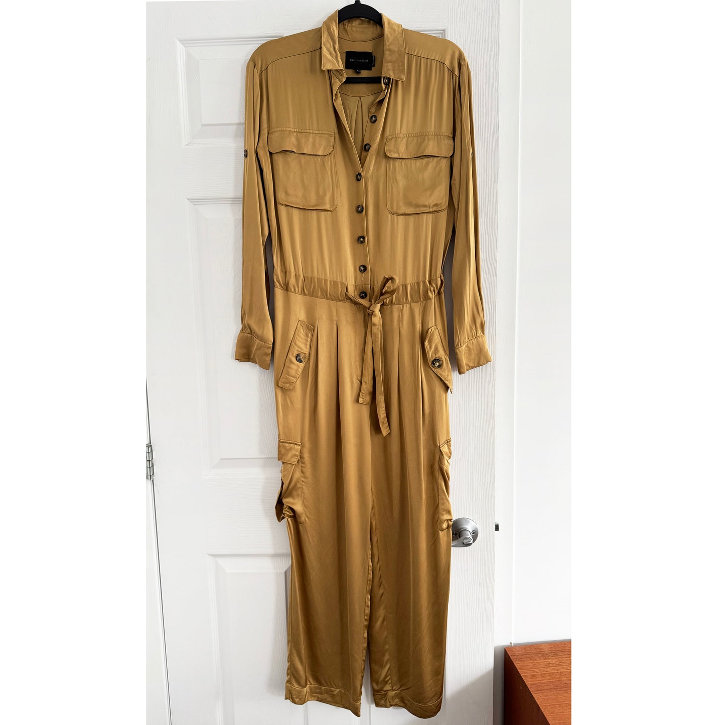 Birgitte Herskind "Sky" Satin Jumpsuit in Camel, size 34
