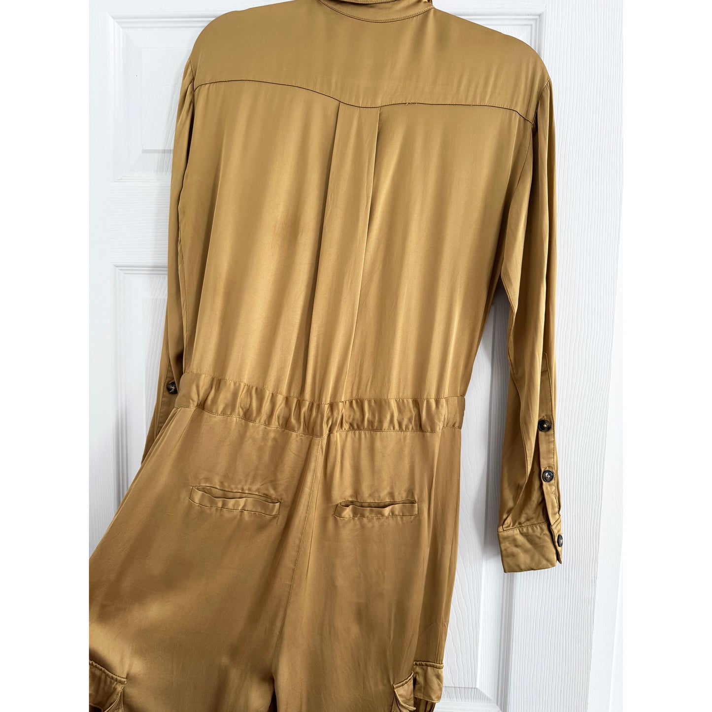 Birgitte Herskind "Sky" Satin Jumpsuit in Camel, size 34