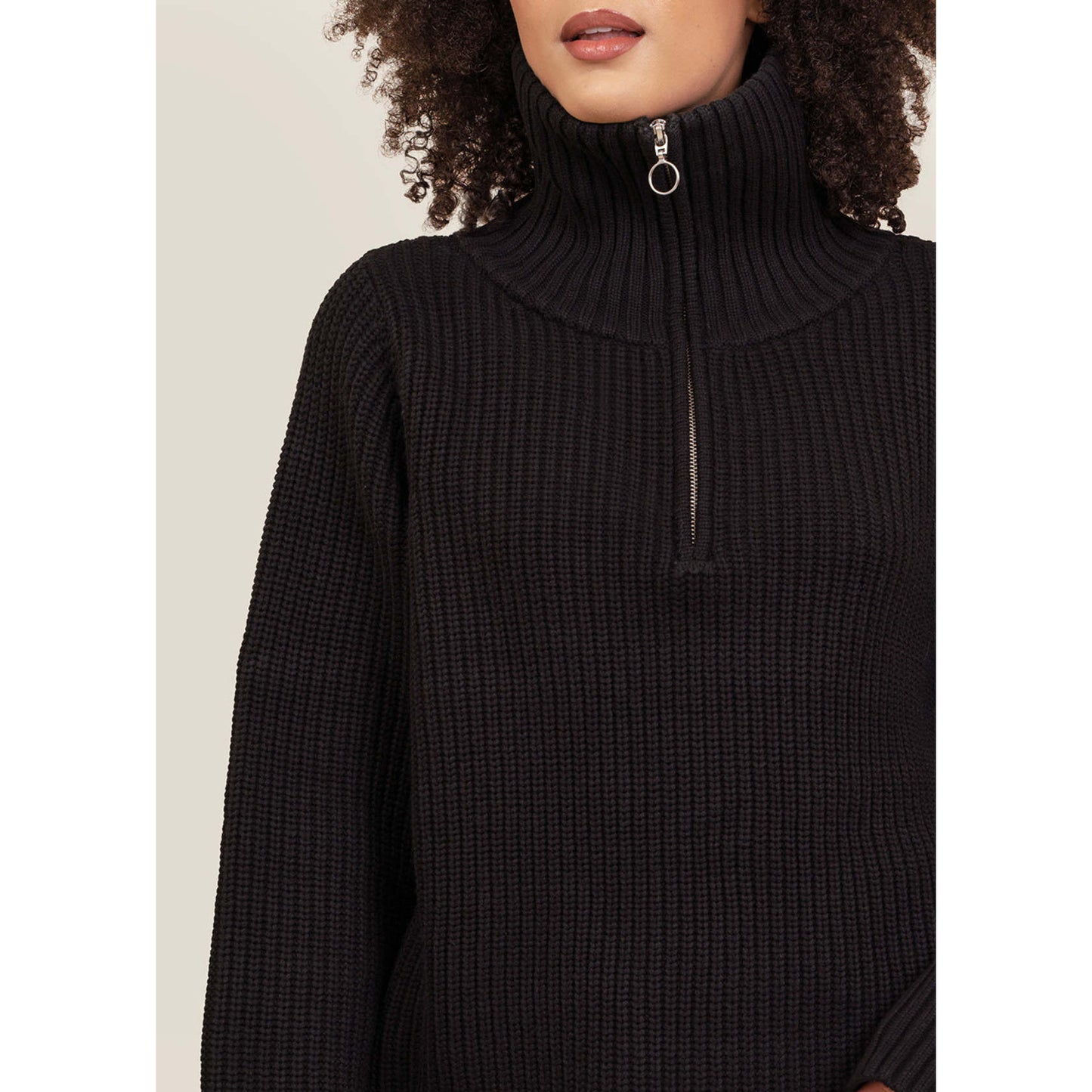 Stylein "Alain" Ribbed Knit Sweater in Black, size XS