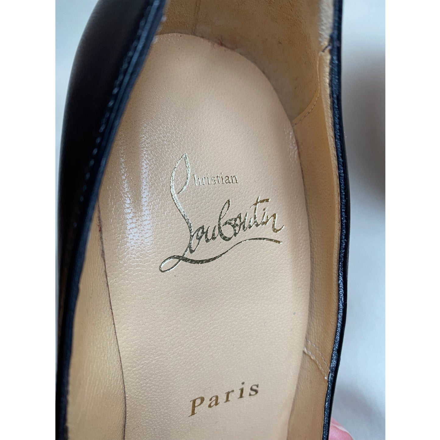 Christian Louboutin "Decolleté 554" 100mm Black Leather Pumps, size 36.5 (fits size 5.5/6)