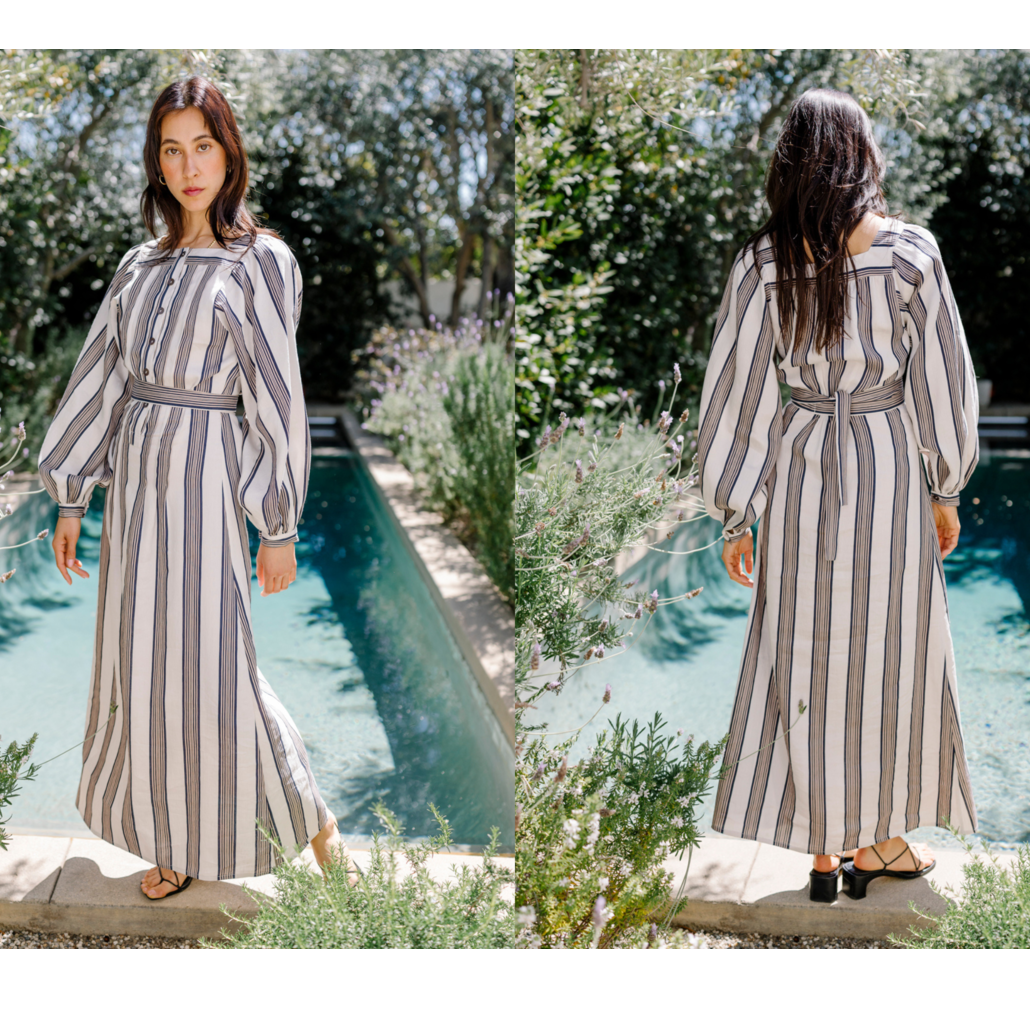 Horses Atelier "Blouson" Striped Maxi Dress in Soleil, size "3" (fits like size small) AS IS