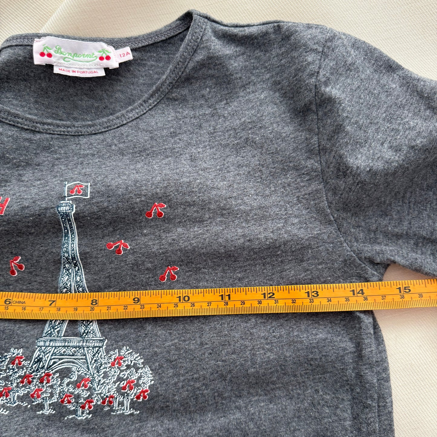 Bonpoint "Tidjiane" T-shirt in Grey, size 12 years
