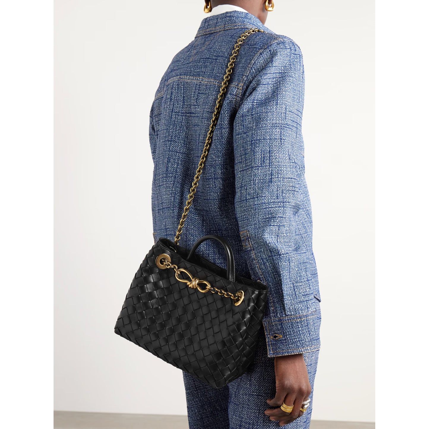 Bottega Veneta Small "Andiamo" Bag in Black with Chain Strap