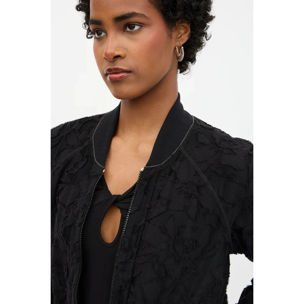 Brunello Cucinelli Fil Coupe Zip-front Bomber Jacket In Black, size Large (fits Medium)