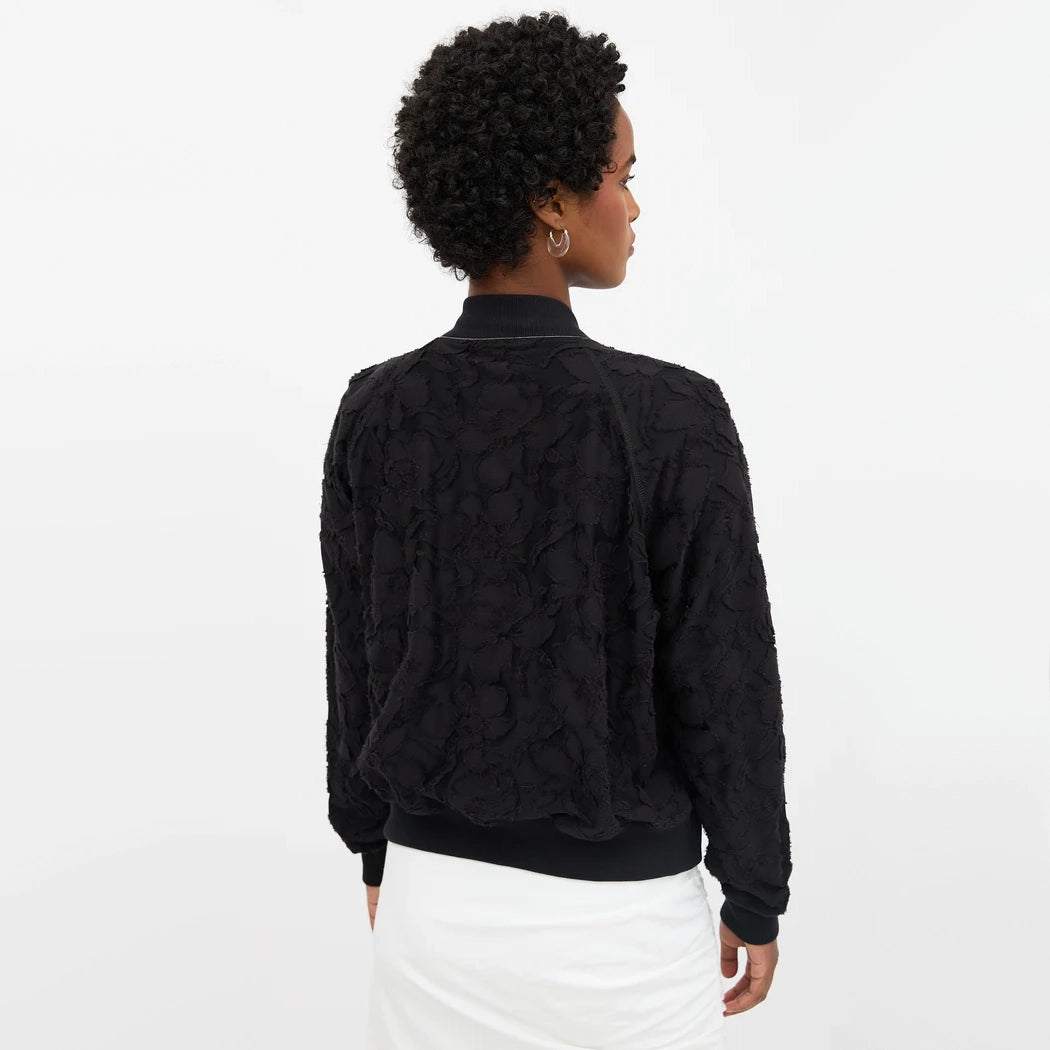 Brunello Cucinelli Fil Coupe Zip-front Bomber Jacket In Black, size Large (fits Medium)