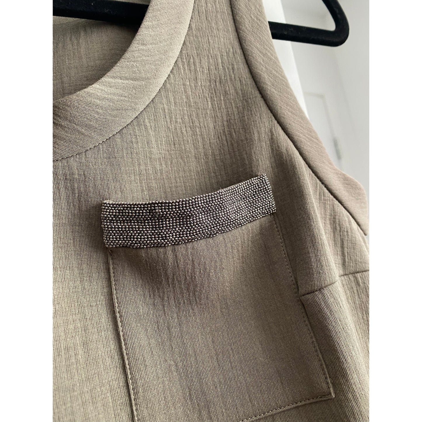 Robe sans manches en coton/polyamide taupe Brunello Cucinelli, taille moyenne