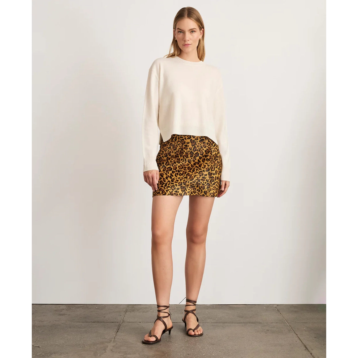 Tanya Taylor "Celine" Leopard Print Calf Hair Skirt, size 6