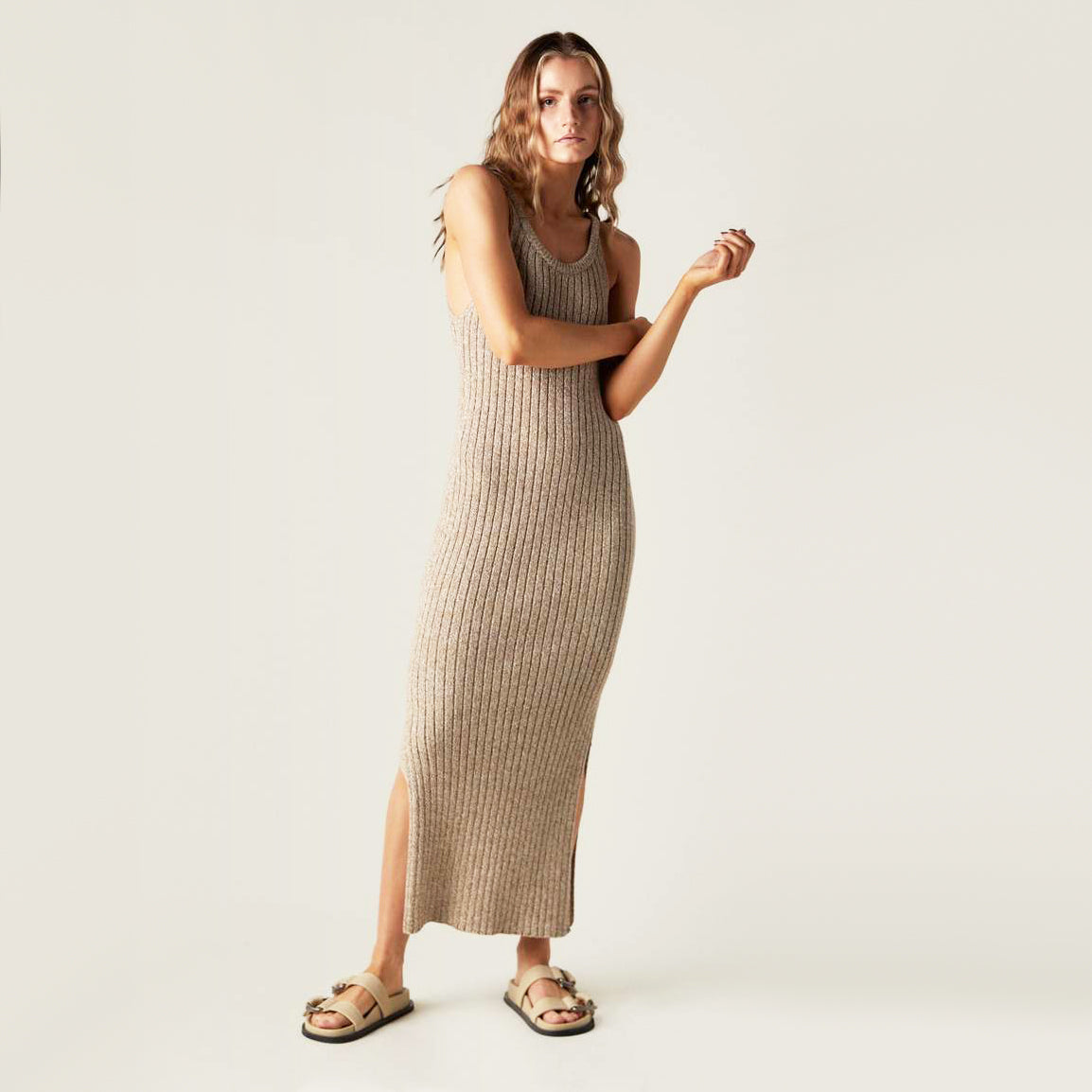 Closed Moulin Strap Knit Dress in Beige, size XS
