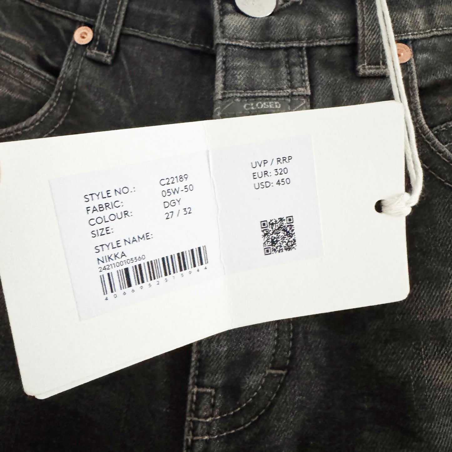 CLOSED OFFICIAL "Nikka" Jeans in Dark Grey, size 27