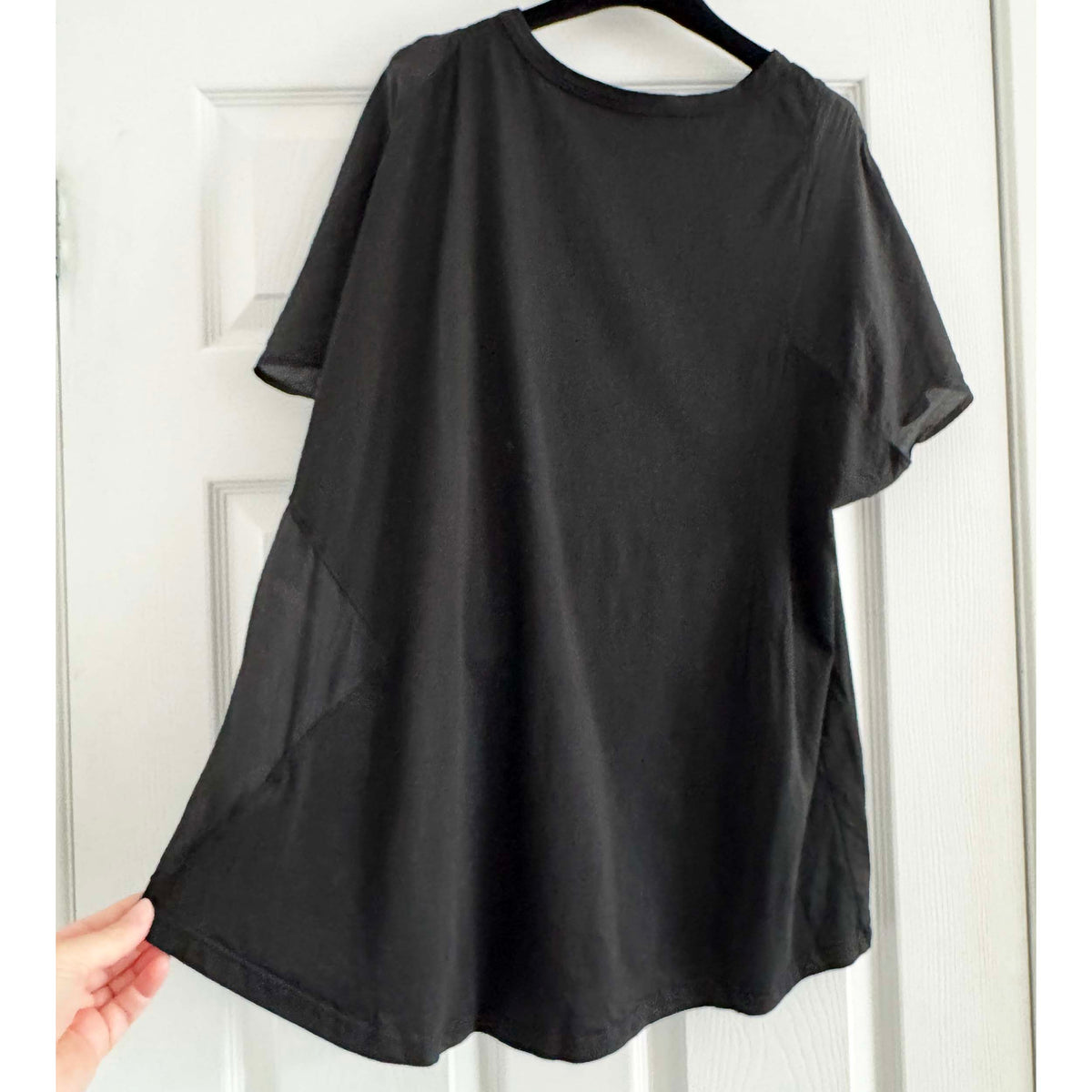 CLU Combo Cotton/Silk Blend Tee Shirt in Black, size Medium
