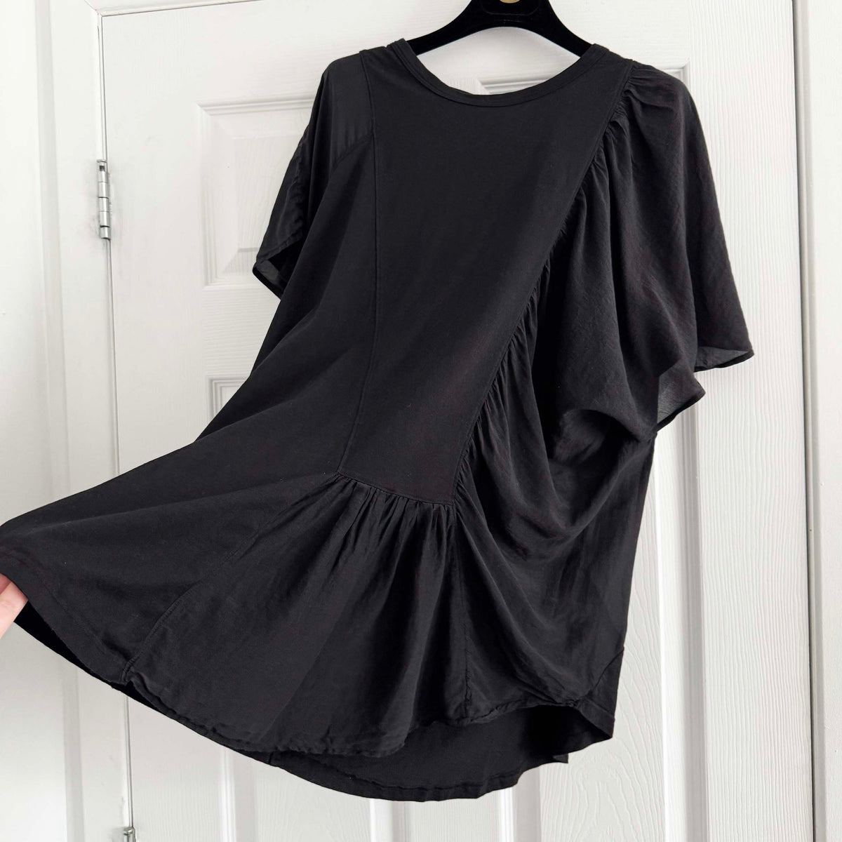 CLU Combo Cotton/Silk Blend Tee Shirt in Black, size Medium
