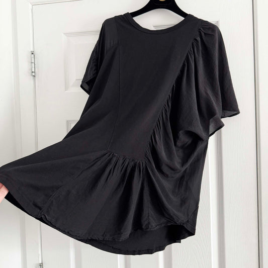 CLU Combo Cotton/Silk Blend Tee Shirt in Black, size Medium