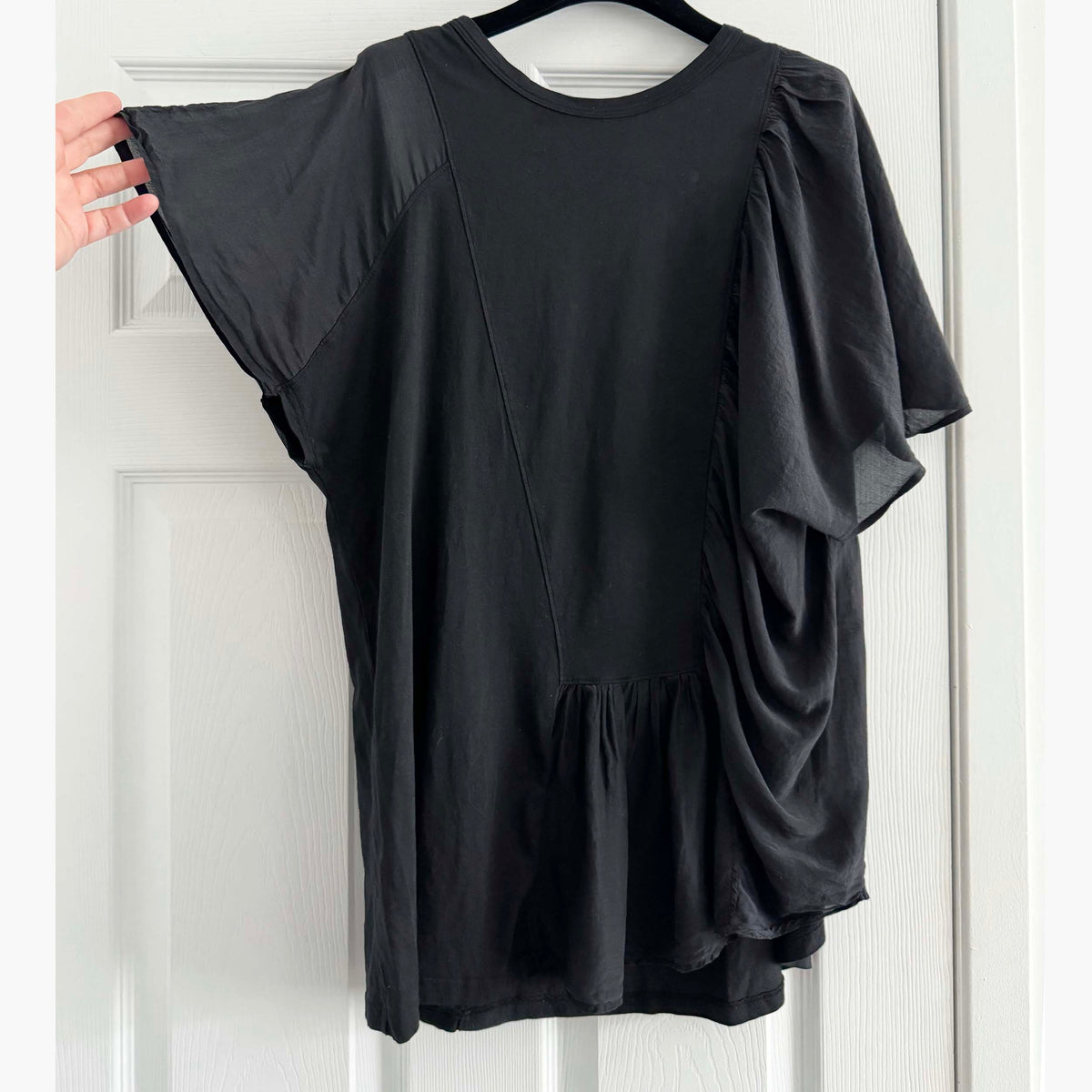 CLU Combo Cotton/Silk Blend Tee Shirt in Black, size Medium