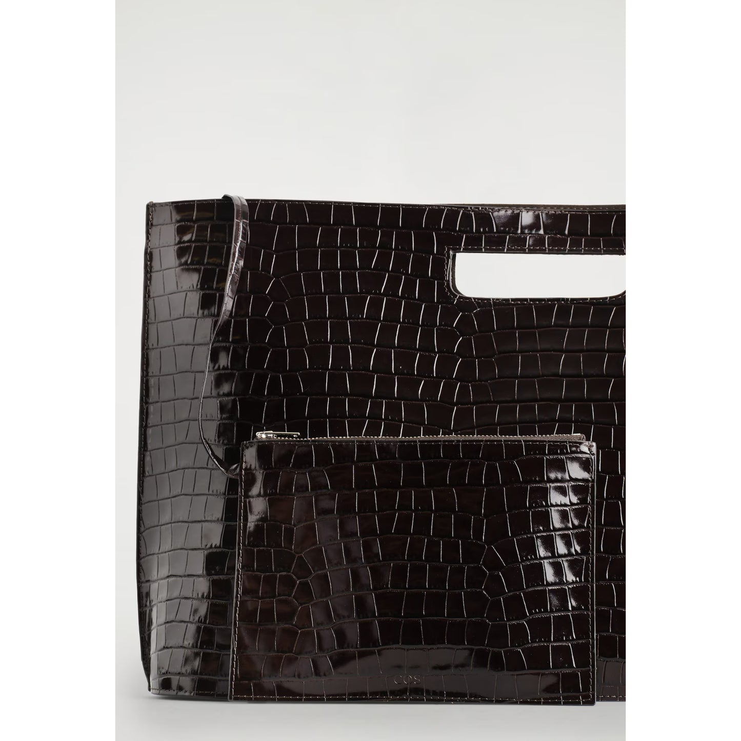 COS "Folio Oversized" Bag in Croc-Effect Leather in Brown