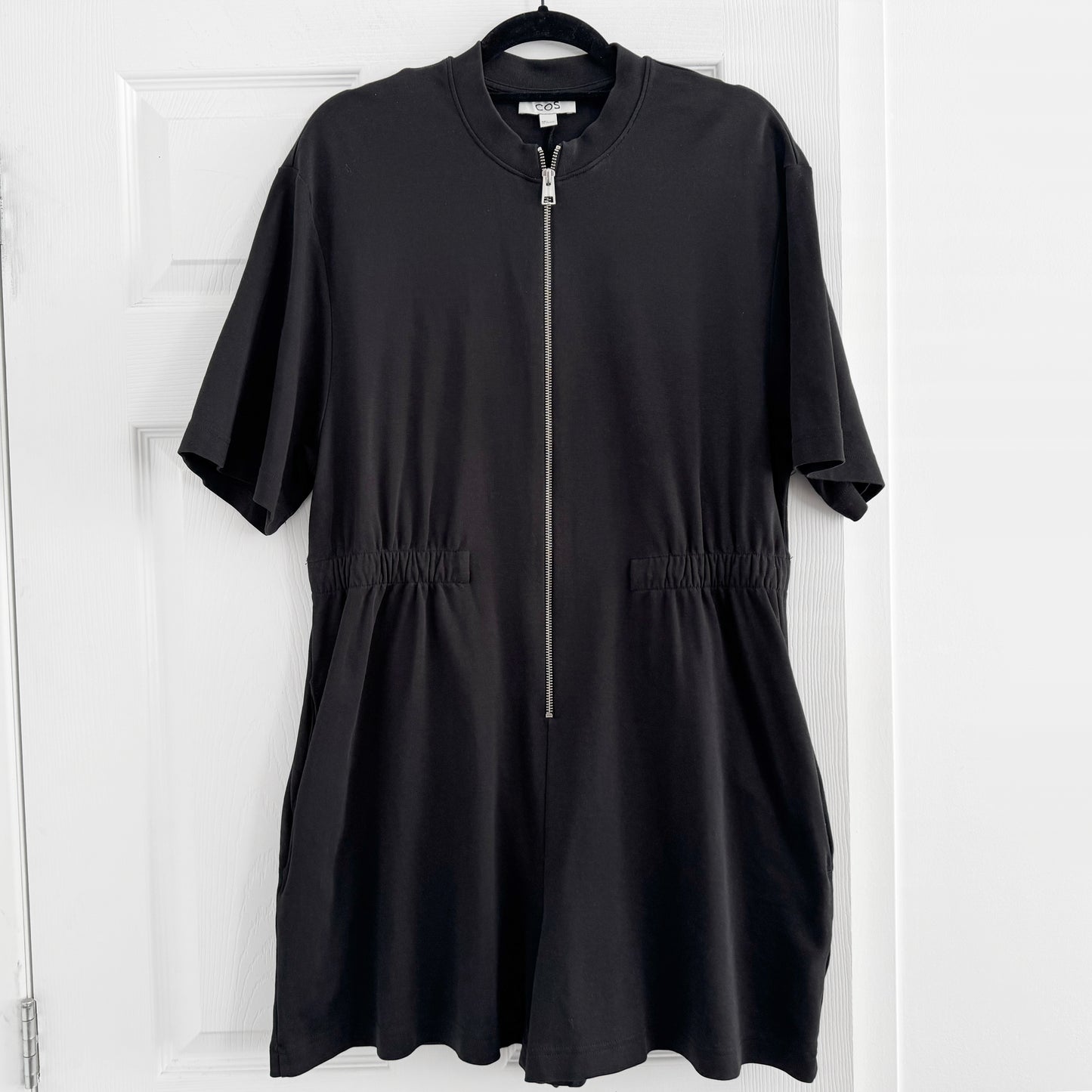 COS Zip-Up Playsuit in Black, Size Large