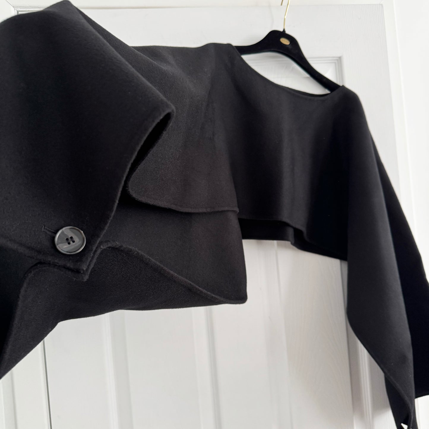 COS Double-Faced Wool Hybrid Cape in Black, One Size Only