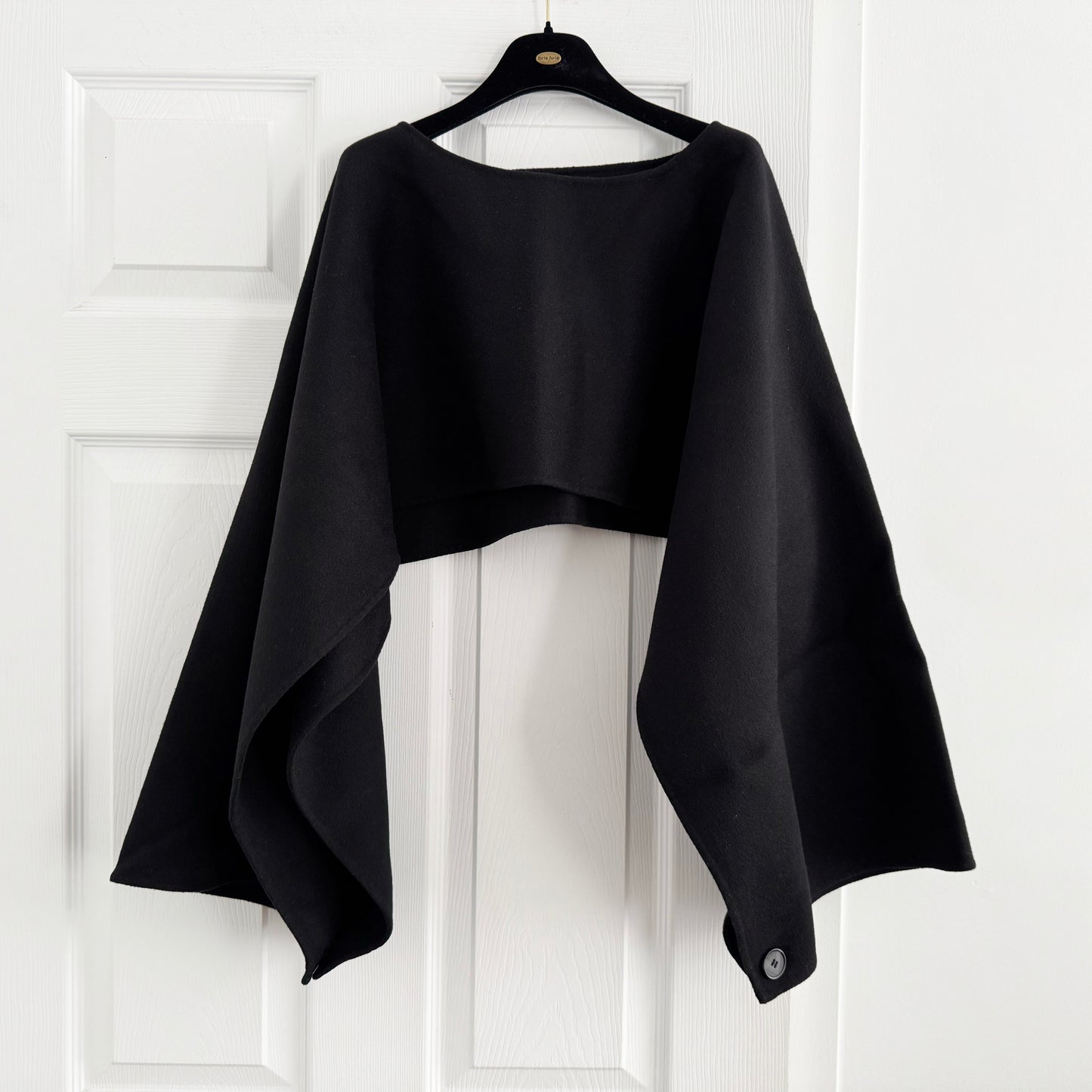 COS Double-Faced Wool Hybrid Cape in Black, One Size Only
